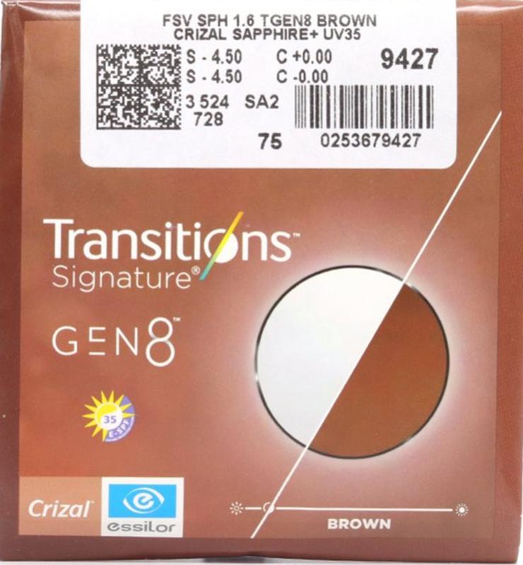 u00039997_essilor_transition_gen8.jpg Лінзи для окулярів Essilor 1.60 Ormix Transitions GEN 8 Crizal Sapphire UV - Зображення 1